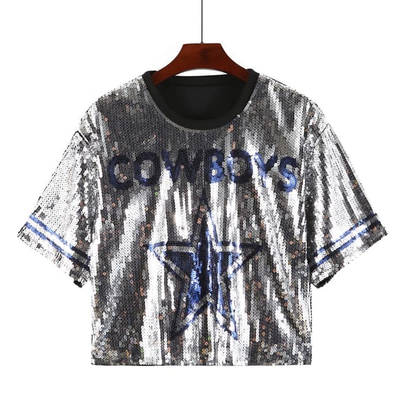 Summer New Letter Geometry Streetwear Loose T-Shirt Sequins Hip Hop Straight Short Sleeve Round Neck Women's Wear