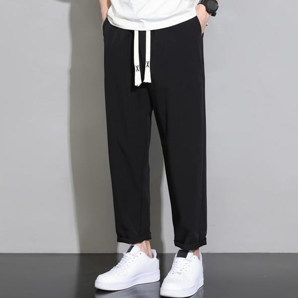 Men Elastic Waistband Pants Men Trousers Quick Dry Men's Gym Training Jogging Sweatpants with Side Pockets Elastic Waist Wide