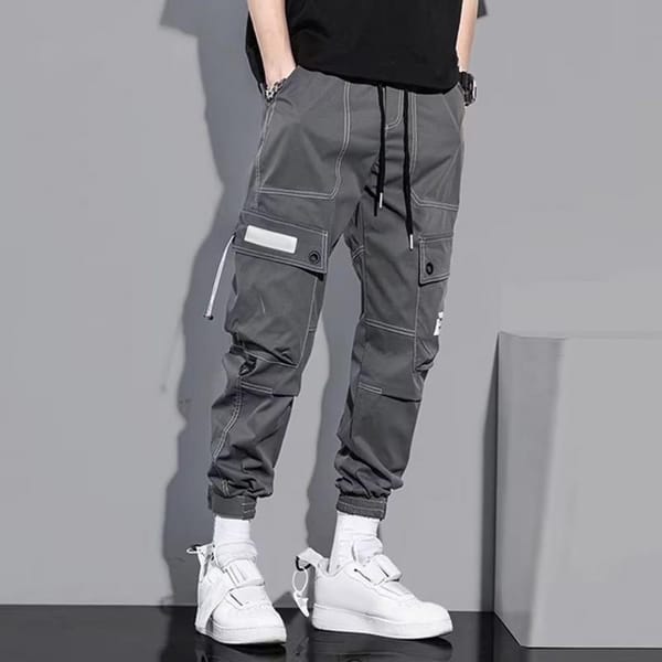 Elastic Waistband Casual Trousers Men Elastic Waist Cargo Pants Men's Drawstring Cargo Pants with Elastic Waist Multi for Daily