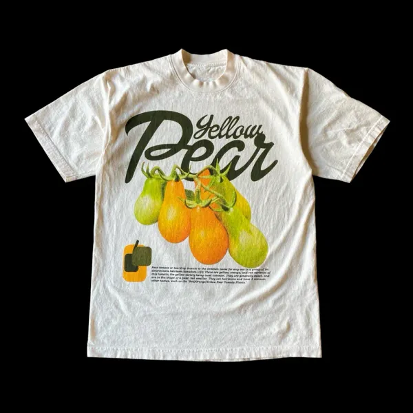 Summer New Fruit Pattern Printed T-shirt Y2K Retro Harajuku Short sleeved Men's and Women's Pure Cotton Round Neck Loose T-shirt
