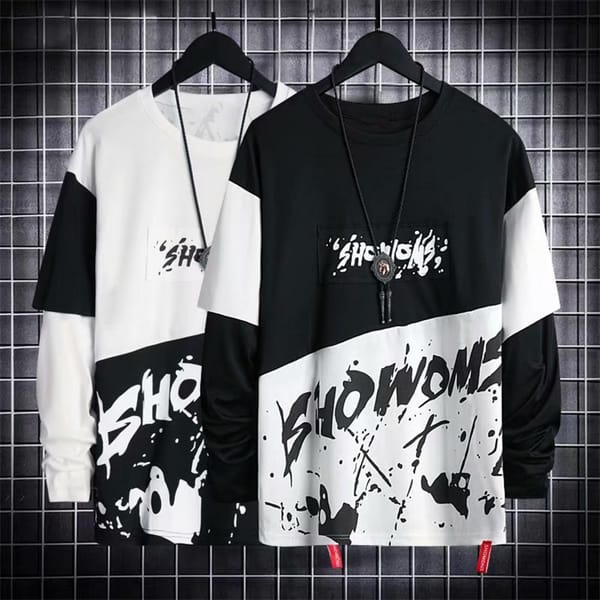 Long Sleeve Fall Sweatshirt Hip-hop Sweatshirt Stylish Men's Streetwear Hip Hop Letter Print Sweatshirt with Colorful for Fall