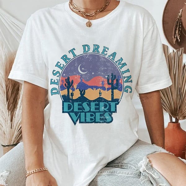 Desert Dreaming Night Short Sleeved Fashionable Women's Printed Watercolor Painting Fashion Pattern Trend Summer Clothing T-Shir