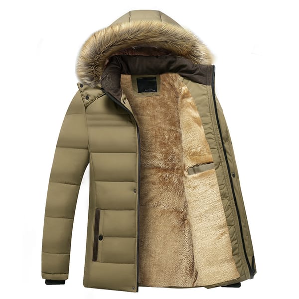 Men's Cotton Clothing Autumn Winter New Solid Color Loose Thickened Warm Outdoor Hooded Fur Collar Jacket Men Fleece Windbreaker
