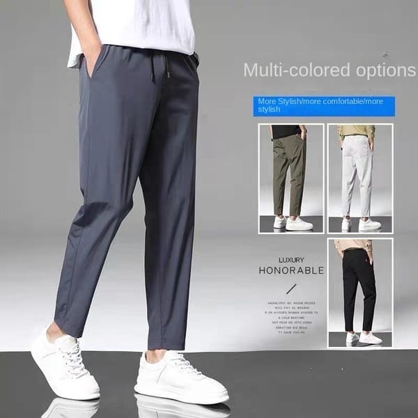 Ice Silk Pants Men's Spring Thin Section Loose Beam Nine Points Men's Sports Pants Quick-drying Summer Casual Trousers