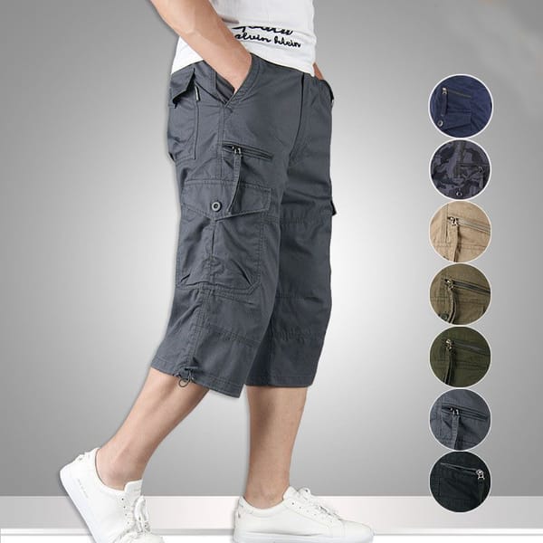 Summer New Fashion Men's Overalls Men's Loose Casual Straight Leg Pants Cropped Pants
