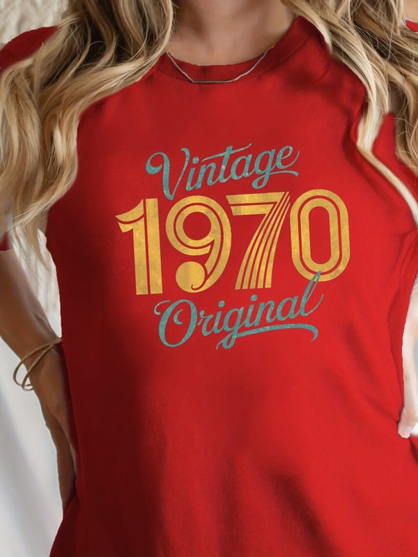 1970 Vintage Original Print Tees Casual Short Sleeve Crew Neck T-Shirt For Spring  Summer Women's Clothing