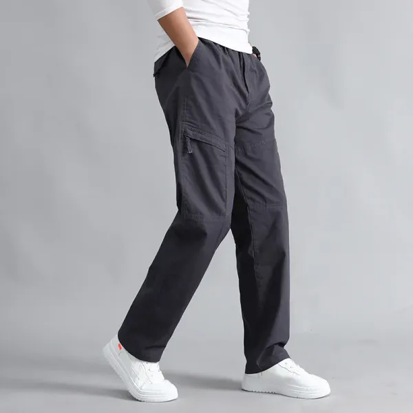 MRMT 2024 Brand New Men's Casual Trousers Middle-Aged Multi-Pocket Casual Overalls Trousers Plus Size Plus Fat