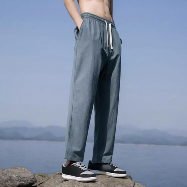 Men Elastic Waistband Pants Retro Wide Leg Men's Sweatpants with Elastic Waist Side Pockets Stylish Gym Traning for Comfortable