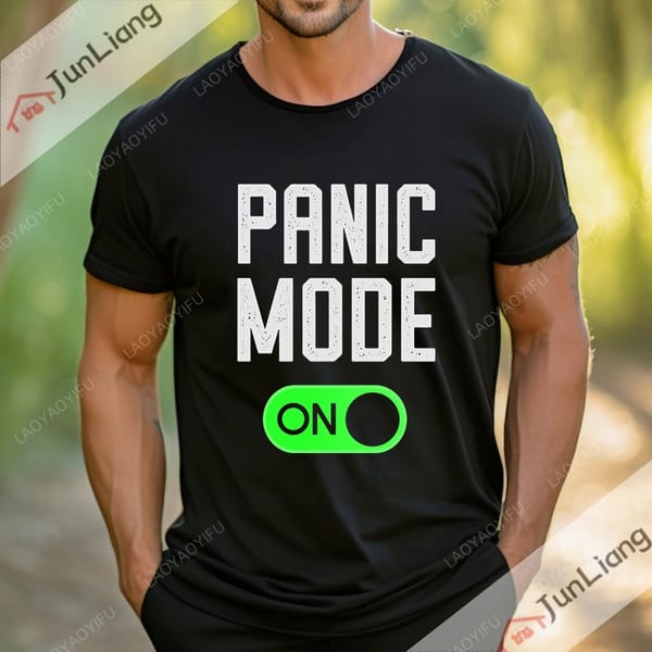 Panic Mode Short Sleeve Tee Funny T Shirts Women's T-shirt Streetwear T-shirts for Men Clothing Mens Clothes Y2k Men's Graphic