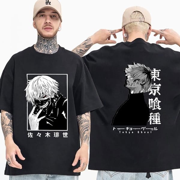 New Kaneki Ken T-shirt Men's Women's Fashion Anime Printed T Shirt Summer Casual Crew Neck Loose Short Sleeve Tee