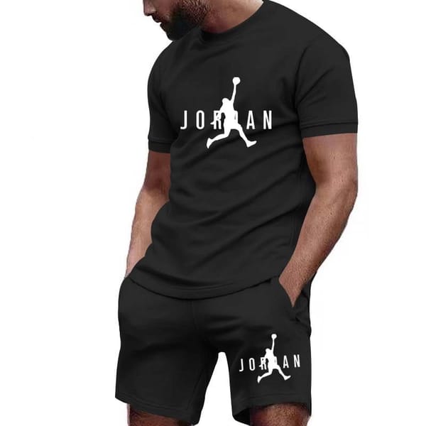 Summer Men's Fitness Fashion Men's Casual Sportswear Set, Quick Drying Sportswear Short Sleeved T-shirt+shorts 2-piece Set