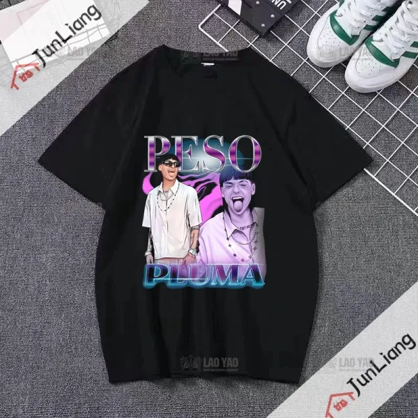 Peso Pluma T-shirt Women's Men's 2023 Women's Clothing 90s Vintage O-collar Street Wear Oversized T-shirt Casual Wear
