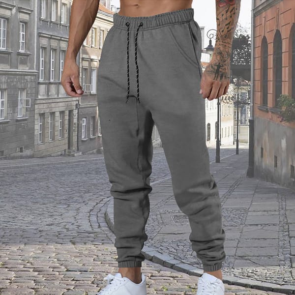 Men'S Breathable Sports Corset Pants Solid Color Loose Casual Long Pants Mid-Waist Drawstring Elastic Sweatpants Workout Pants