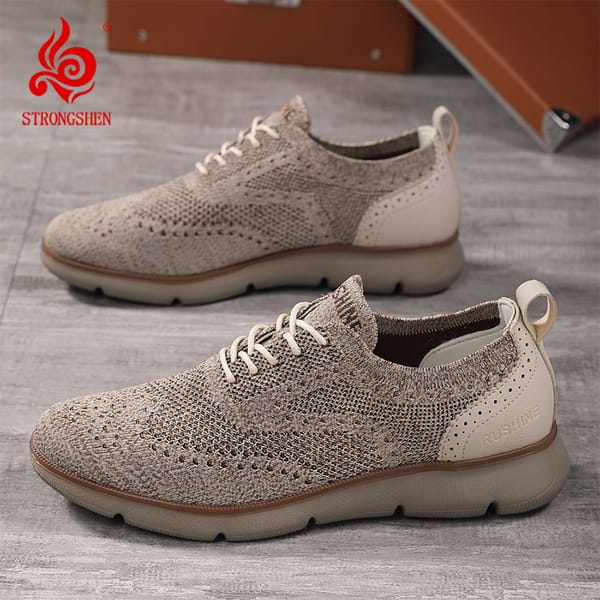 STRONGSHEN Men Casual Handmade Shoes Mesh Breathable Sneakers Business Fashion Business Formal Shoes for Men Trainers Zapatos