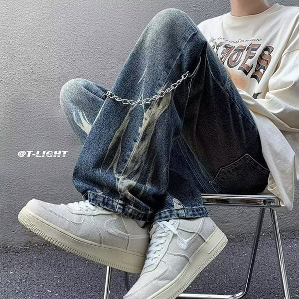 Trendy Pants Ins Youth Fashion Spring Harajuku New Men's Fashion Versatile Jeans Trendy Style