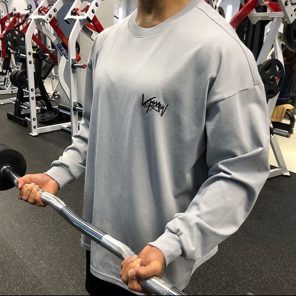 2023 New Men's Thin Sweater Fashion Brand Loose Fit Fitness Suit Leisure Training Sports Suit Long Sleeve T-shirt Pullover