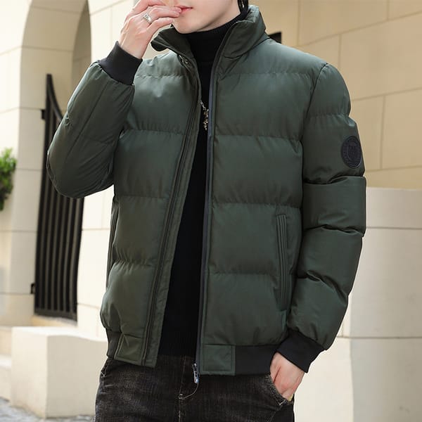 Men's Down Jacket Autumn Winter New Solid Color Thickened Warm Casual Business Office Stand Collar Jacket Men's Simple Jacket