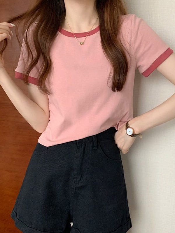 2024 Brand New Women's T-Shirt O-Neck Short Tee Women T-Shirt Woman T Shirt Tops Tees Slim Bottom Young Style Shirts For Female