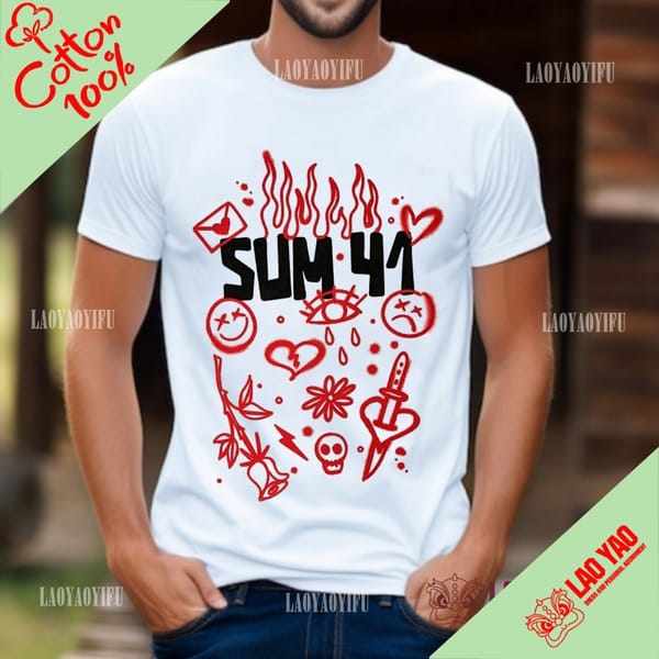 Sum 41 Streetwear Rock Band Women's -shir T Shirt for Men 100% Cotton Short Sleeved T-shirt Harajuku Y2k Clothing Tops
