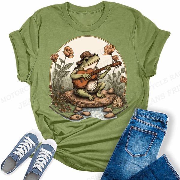 Women's T shirt Animal Frog 3d Print Tshirt Women Fashion T-shirt Kids Guitar T shirt Summer Vintage Tops Tees Y2k Tops Girl Tee