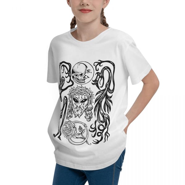 Round neck Alien Jesus Flash Women's Classic Unisex Teeanger Basic Short Sleeve T-Shirt Top tee Graphic Coolcompetition Cool