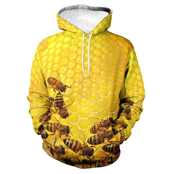 Men's Hoodie Sweatshirt Street Clothing Honeycomb Bee 3D Printed Hoodie Jumper Autumn And Winter Fun Fashion Sports Hoodie