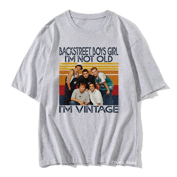 fashion women tshirt Vintage Gray Tshirt Women'S Clothing Backstreet Boys World Graphic Print T-Shirt Femme  Music T Shirt Tops